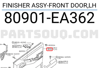 Nissan 80901EA362 FINISHER ASSY-FRONT DOOR,LH