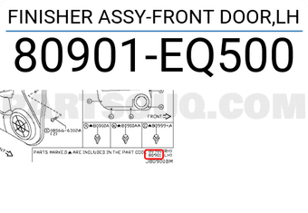 Nissan 80901EQ500 FINISHER ASSY-FRONT DOOR,LH