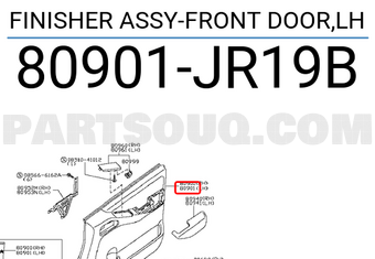 Nissan 80901JR19B FINISHER ASSY-FRONT DOOR,LH