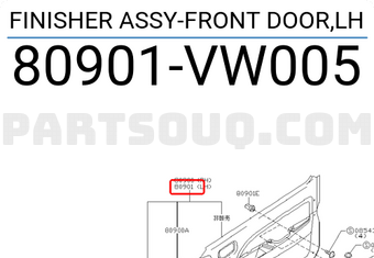 Nissan 80901VW005 FINISHER ASSY-FRONT DOOR,LH