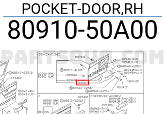 Nissan 8091050A00 POCKET-DOOR,RH