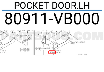 Nissan 80911VB000 POCKET-DOOR,LH