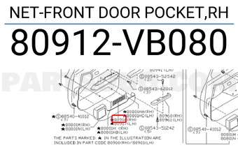 Nissan 80912VB080 NET-FRONT DOOR POCKET,RH