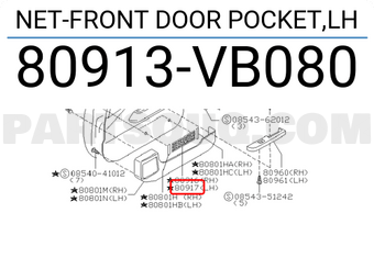 Nissan 80913VB080 NET-FRONT DOOR POCKET,LH