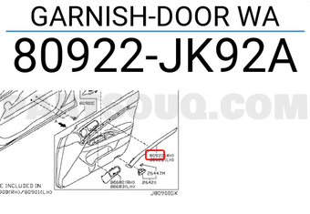 Nissan 80922JK92A GARNISH-DOOR WA