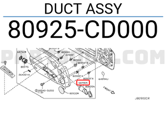 Nissan 80925CD000 DUCT ASSY