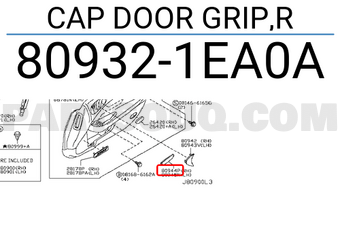 Nissan 809321EA0A CAP DOOR GRIP,R