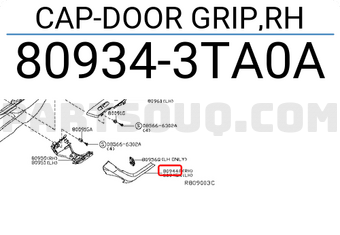 Nissan 809343TA0A CAP-DOOR GRIP,RH
