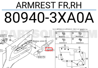 Nissan 809403XA0A ARMREST FR,RH