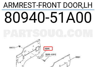 Nissan 8094051A00 ARMREST-FRONT DOOR,LH