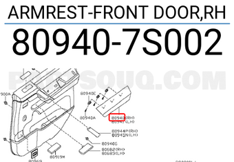 Nissan 809407S002 ARMREST-FRONT DOOR,RH