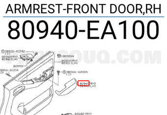 Nissan 80940EA100 ARMREST-FRONT DOOR,RH