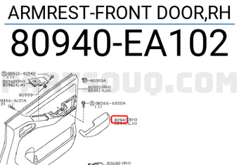 Nissan 80940EA102 ARMREST-FRONT DOOR,RH