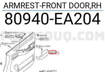 Nissan 80940EA204 ARMREST-FRONT DOOR,RH