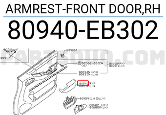 Nissan 80940EB302 ARMREST-FRONT DOOR,RH