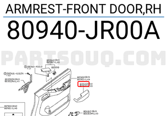 Nissan 80940JR00A ARMREST-FRONT DOOR,RH