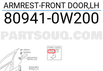 Nissan 809410W200 ARMREST-FRONT DOOR,LH