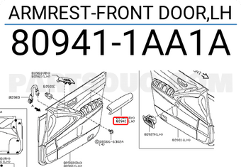 Nissan 809411AA1A ARMREST-FRONT DOOR,LH