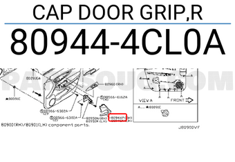 Nissan 809444CL0A CAP DOOR GRIP,R
