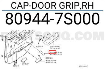 Nissan 809447S000 CAP-DOOR GRIP,RH