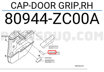 Nissan 80944ZC00A CAP-DOOR GRIP,RH