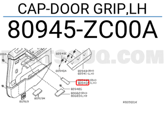 Nissan 80945ZC00A CAP-DOOR GRIP,LH