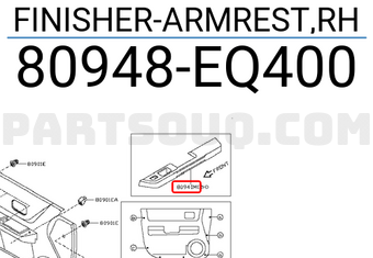 Nissan 80948EQ400 FINISHER-ARMREST,RH