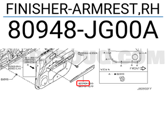 Nissan 80948JG00A FINISHER-ARMREST,RH
