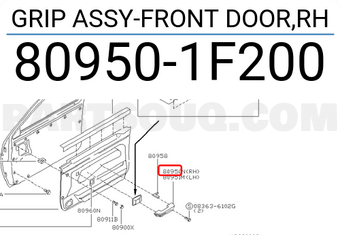 Nissan 809501F200 GRIP ASSY-FRONT DOOR,RH