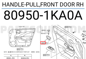 Nissan 809501KA0A HANDLE-PULL,FRONT DOOR RH