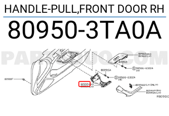 Nissan 809503TA0A HANDLE-PULL,FRONT DOOR RH