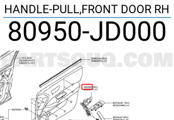 Nissan 80950JD000 HANDLE-PULL,FRONT DOOR RH