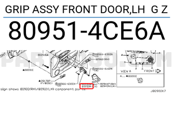 Nissan 809514CE6A GRIP ASSY FRONT DOOR,LH G Z