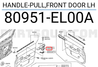 Nissan 80951EL00A HANDLE-PULL,FRONT DOOR LH