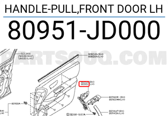 Nissan 80951JD000 HANDLE-PULL,FRONT DOOR LH