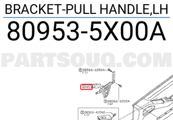 Nissan 809535X00A BRACKET-PULL HANDLE,LH