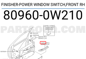 Nissan 809600W210 FINISHER-POWER WINDOW SWITCH,FRONT RH