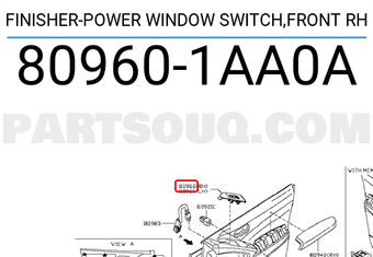 Nissan 809601AA0A FINISHER-POWER WINDOW SWITCH,FRONT RH