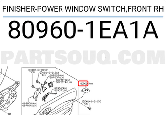 Nissan 809601EA1A FINISHER-POWER WINDOW SWITCH,FRONT RH