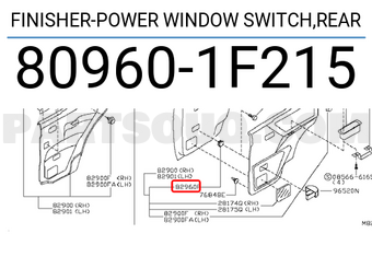 Nissan 809601F215 FINISHER-POWER WINDOW SWITCH,REAR
