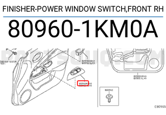 Nissan 809601KM0A FINISHER-POWER WINDOW SWITCH,FRONT RH
