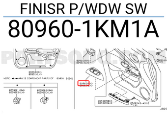 Nissan 809601KM1A FINISR P/WDW SW