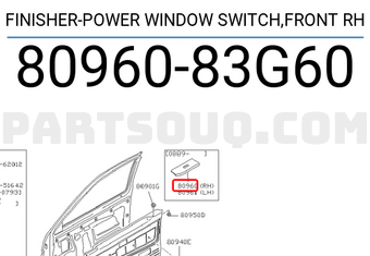 Nissan 8096083G60 FINISHER-POWER WINDOW SWITCH,FRONT RH