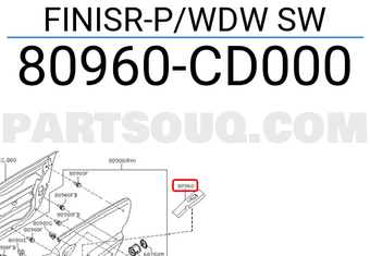 Nissan 80960CD000 FINISR-P/WDW SW