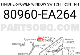 Nissan 80960EA264 FINISHER-POWER WINDOW SWITCH,FRONT RH