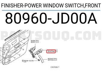 Nissan 80960JD00A FINISHER-POWER WINDOW SWITCH,FRONT