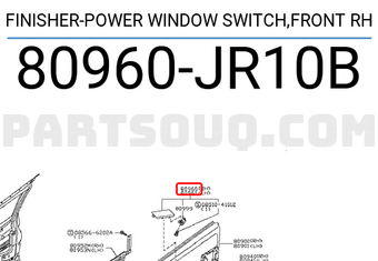 Nissan 80960JR10B FINISHER-POWER WINDOW SWITCH,FRONT RH