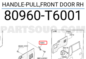 Nissan 80960T6001 HANDLE-PULL,FRONT DOOR RH