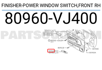 Nissan 80960VJ400 FINISHER-POWER WINDOW SWITCH,FRONT RH