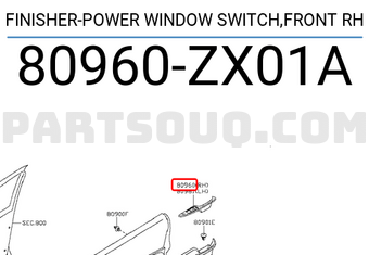 Nissan 80960ZX01A FINISHER-POWER WINDOW SWITCH,FRONT RH